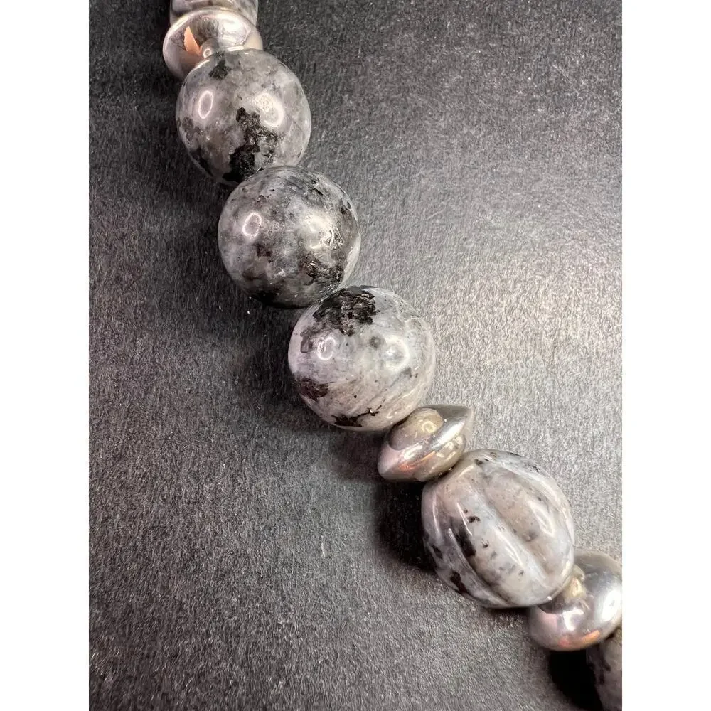 NEW Larvakite and sterling silver necklace